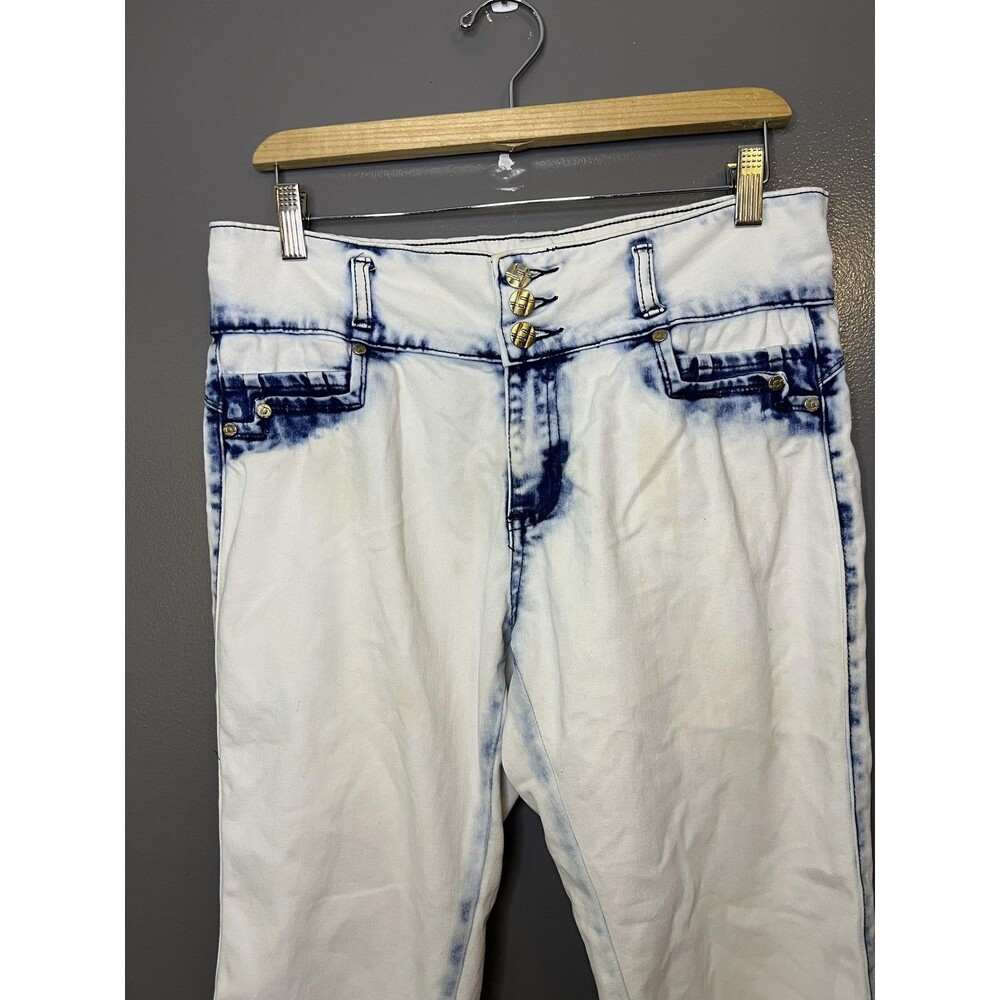 Lolo Jeans Juniors 11/12 White Acid Wash Capri Cropped Distressed Stretch Denim